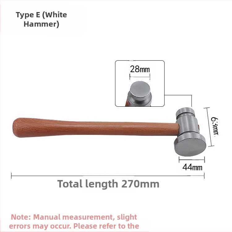 Σφυρί με ξύλινο κοντάκι, στρογγυλή κεφαλή, σιδερένια επίπεδη κεφαλή, χειροποίητο εργαλείο μεταλλουργίας κοσμημάτων