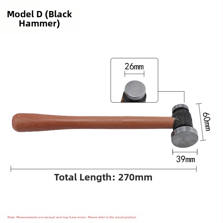 Σφυρί με ξύλινο κοντάκι, στρογγυλή κεφαλή, σιδερένια επίπεδη κεφαλή, χειροποίητο εργαλείο μεταλλουργίας κοσμημάτων