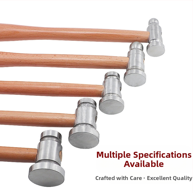 Kladivo s drevenou rukoväťou a guľatou hlavou, železná plochá hlava, ručne vyrobený nástroj na spracovanie kovov (zlato a striebro)