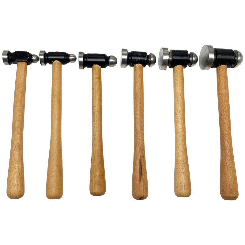 Σφυρί με ξύλινο κοντάκι, στρογγυλή κεφαλή, σιδερένια επίπεδη κεφαλή, χειροποίητο εργαλείο μεταλλουργίας κοσμημάτων