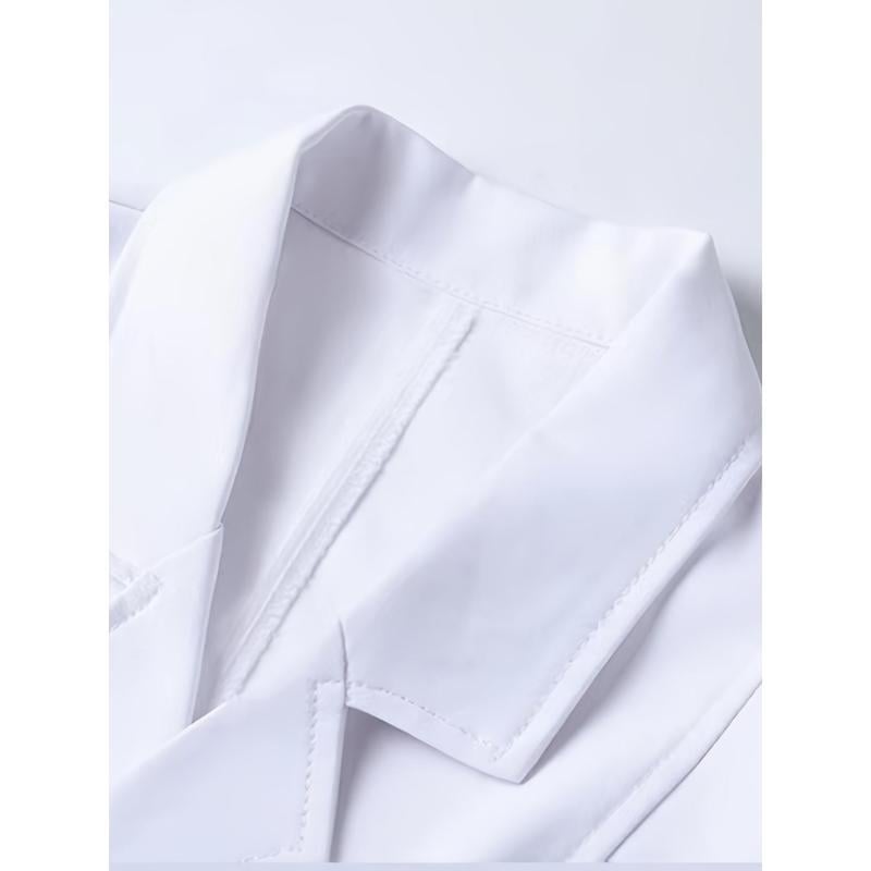 Ανδρικό εργασιακό σύνολο με ανοικτό μπροστινό, κοντομάνικο, πολλαπλά τσέπες, ανθεκτικό στη φλόγα, ύφασμα Corduroy-Linen