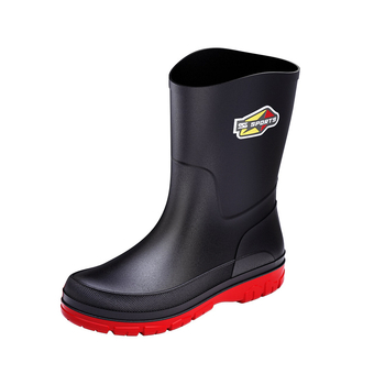 Ανδρικά μεσαίου ύψους αντιολισθητικά μποτάκια βροχής με PVC επάνω μέρος, πλαστικό πέλμα, εσωτερικό από δίχτυ και υφασμάτινο πάτο