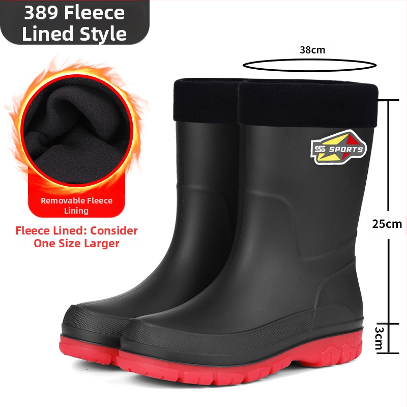 Ανδρικά μεσαίου ύψους αντιολισθητικά μποτάκια βροχής με PVC επάνω μέρος, πλαστικό πέλμα, εσωτερικό από δίχτυ και υφασμάτινο πάτο