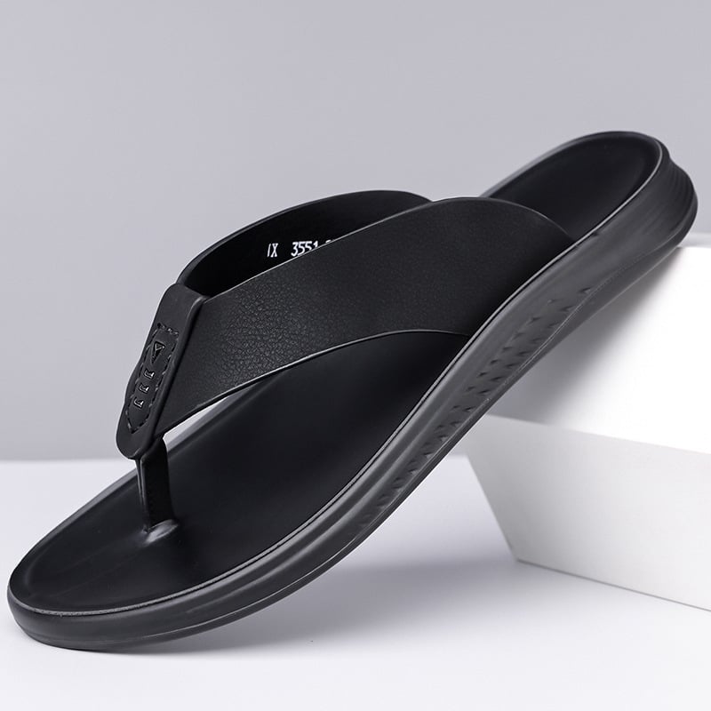 Vīriešu flip-flopi, vasaras 2025. gada modelis, augšējā daļa no liellopu ādas, zole no poliuretāna, zoles konstrukcija no viskozes