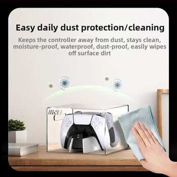 PS5 kontroles putekļu aizsardzības kārbiņa – caurspīdīgs akrila korpuss PS5 kontrolierim (Modeļa numurs L1172, Svars 367 g, Materiāls: akrils)