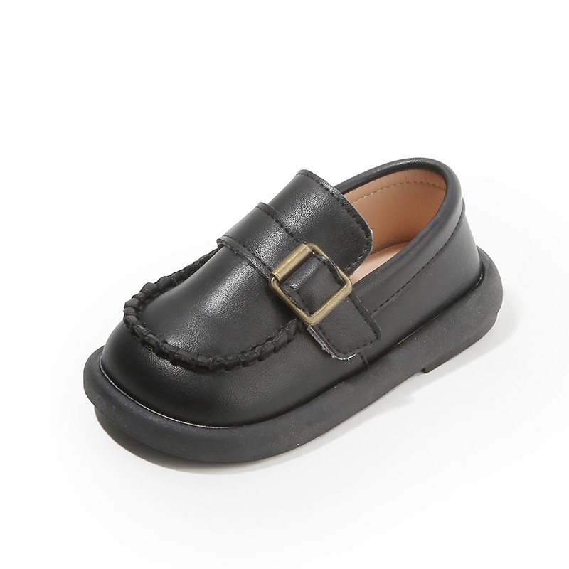 Unisex PU slip-on loaferiai su gumine pado danga, pavasario–rudens sezonai, vaikams 4–12 metų