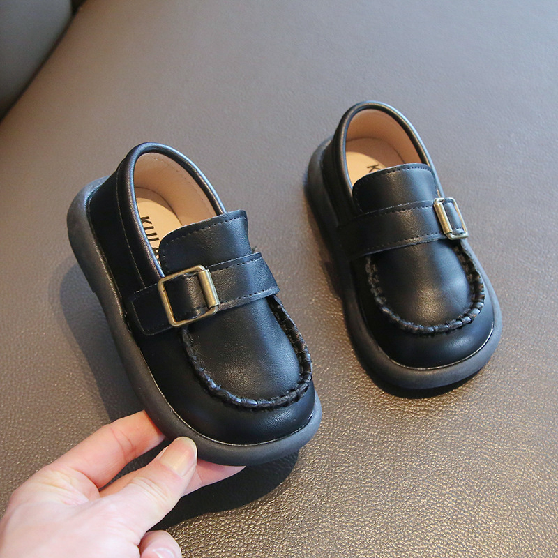 Unisex PU slip-on loaferiai su gumine pado danga, pavasario–rudens sezonai, vaikams 4–12 metų