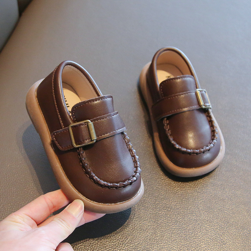 Unisex PU slip-on loaferiai su gumine pado danga, pavasario–rudens sezonai, vaikams 4–12 metų