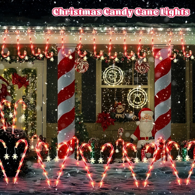 Lauko dekoratyvinė saulės lemputė saldainių lazdelės formos, LED, IP65, PVC, lauko dekoravimui, 16–24 valandos nuolatinis apšvietimas