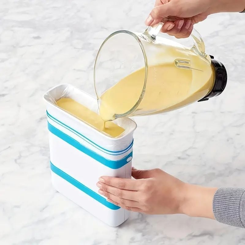 Ledų forma ir maisto ruošimo maišelis šaldymui likučiams — ABS + silikonas, greitas užšaldymas, lengvas išleidimas