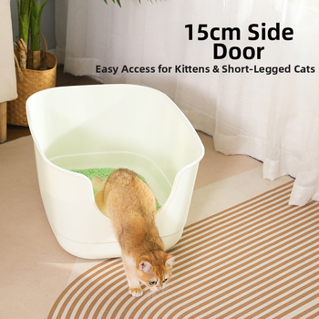 Kačių kraiko indas, pusiau uždaras/atviras dizainas, anti išsiliejimui, PP medžiaga