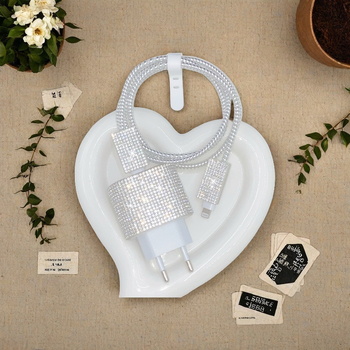 TPU προστατευτικό κάλυμμα καλωδίου φόρτισης για Apple iPhone 14–16, με κρυστάλλιες λεπτομέρειες (απλός σχεδιασμός)
