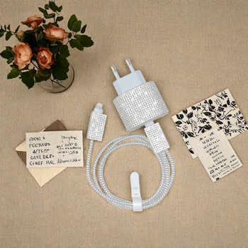 TPU προστατευτικό κάλυμμα καλωδίου φόρτισης για Apple iPhone 14–16, με κρυστάλλιες λεπτομέρειες (απλός σχεδιασμός)