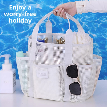 Rh2508 Πολυλειτουργική ταξιδιωτική τσάντα για κολύμβηση, παραλιακή τσάντα τύπου Hawaiian tote, με πλέγμα πολυεστέρα