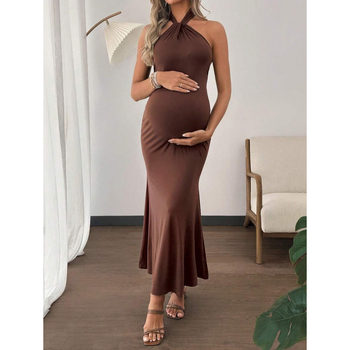 Moterų be pečių suknelė su žuvies uodegos formos kraštu, vienspalvė, lieknas kirpimas, 100% nailonas, premium stilius, išleista 2014 m. arba anksčiau