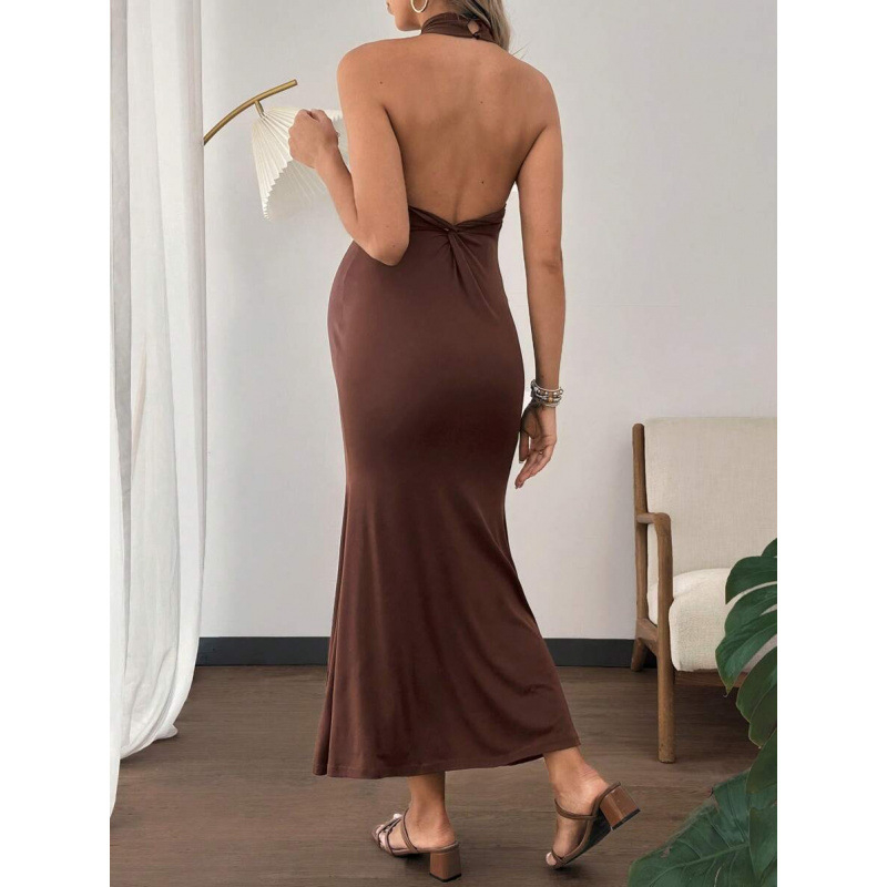 Moterų be pečių suknelė su žuvies uodegos formos kraštu, vienspalvė, lieknas kirpimas, 100% nailonas, premium stilius, išleista 2014 m. arba anksčiau