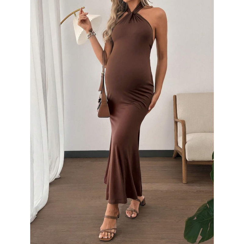 Moterų be pečių suknelė su žuvies uodegos formos kraštu, vienspalvė, lieknas kirpimas, 100% nailonas, premium stilius, išleista 2014 m. arba anksčiau