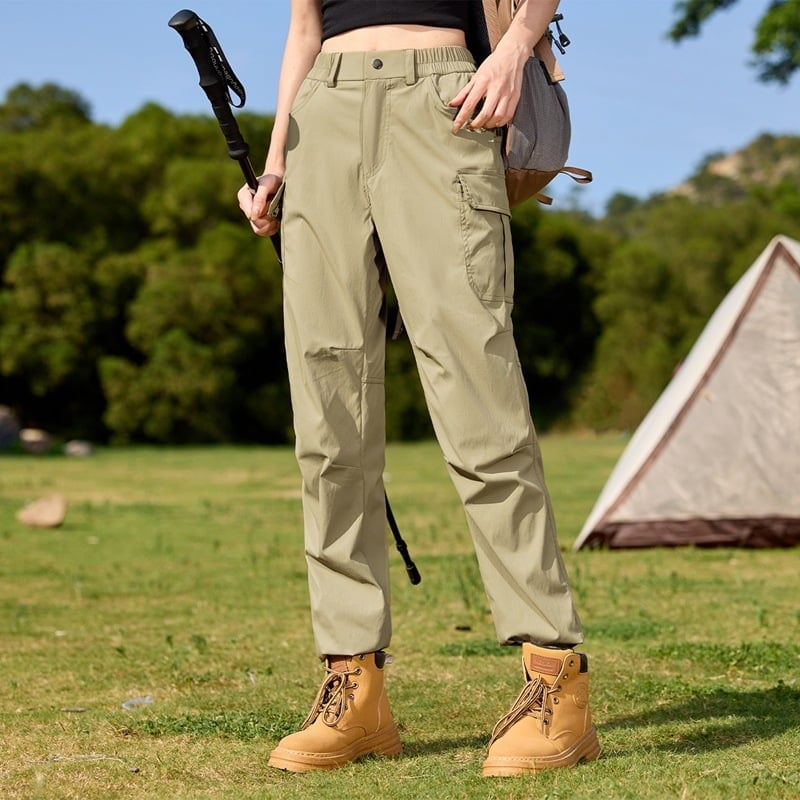 Unisex nailoninės cargo kelnės lauko žygiams – patvarios, su keliomis kišenėmis, tiesus kirpimas