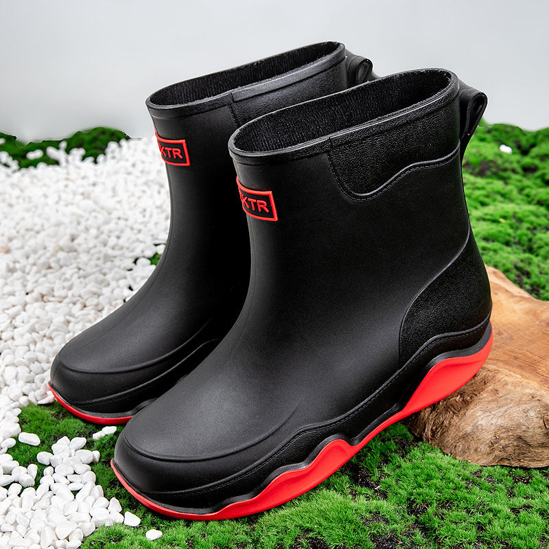Μπότες βροχής για ενήλικες, μεσαίου ύψους, PVC επάνω μέρος, αντιολισθητική σόλα, EVA πάτος, διχτυωτή επένδυση