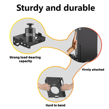 Τοίχου μεταλλικό στήριγμα για Xbox Series X με αποθήκευση ελεγκτή και ακουστικών; υλικό: σίδηρος; εγκατάσταση: διάτρηση; βάρος: 620 g