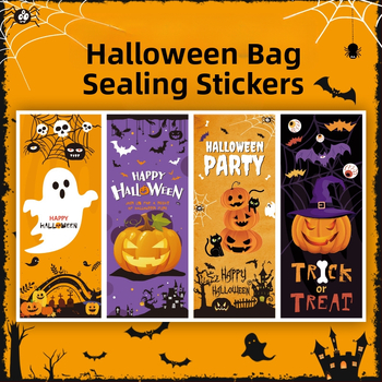Ορθογώνιο αυτοκόλλητο σφράγισης για συσκευασίες Χάλοουιν – επικολλητό χαρτί με επίστρωση, αυτοσυγκολλητικό, κόλλα θερμής τήξης, χωρίς επικάλυψη, έγχρωμη εκτύπωση