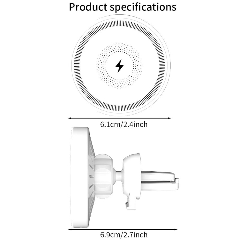 Φορτιστής αυτοκινήτου με μαγνητικό ασύρματο, 15W γρήγορη μαγνητική φόρτιση, QC3.0, έξοδος 1.66A, συνολική ισχύς 18W, μοντέλο C9