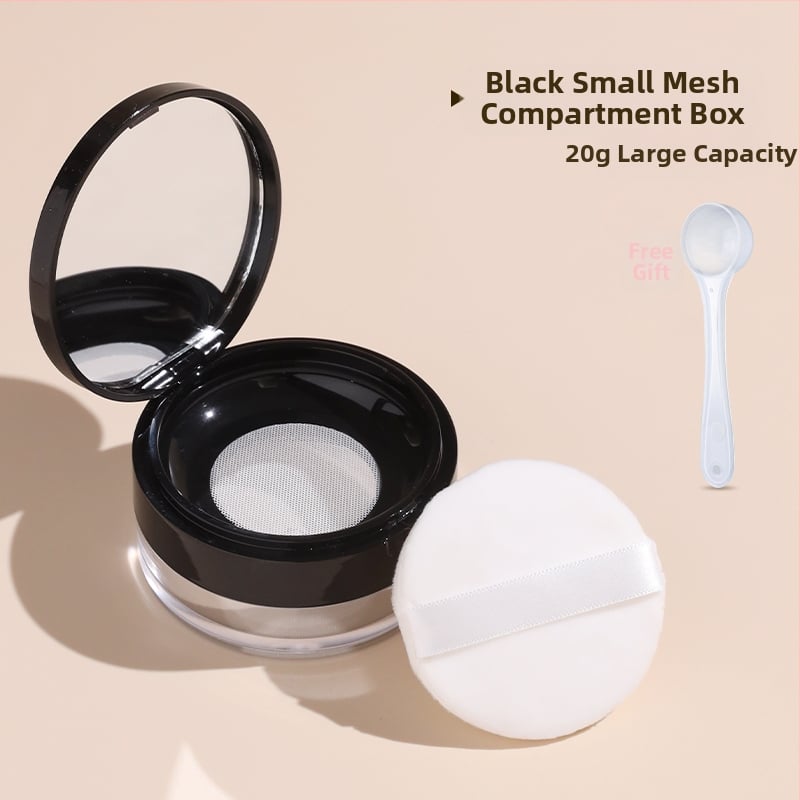 Kompakti dėžutė pipirų milteliams, nepralaidi, su elastine grotele, didelė talpa.