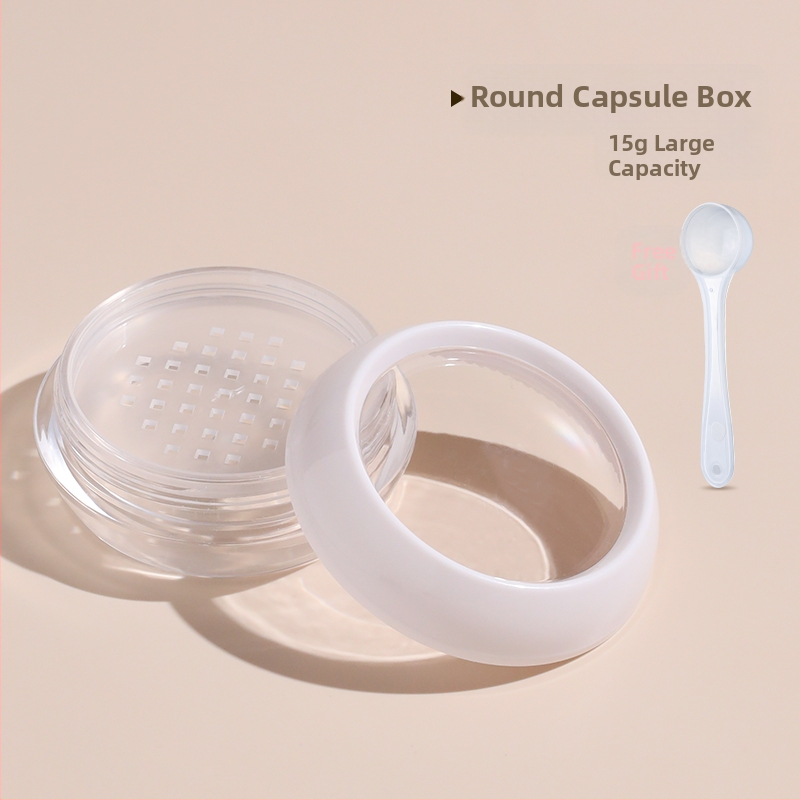 Kompakti dėžutė pipirų milteliams, nepralaidi, su elastine grotele, didelė talpa.