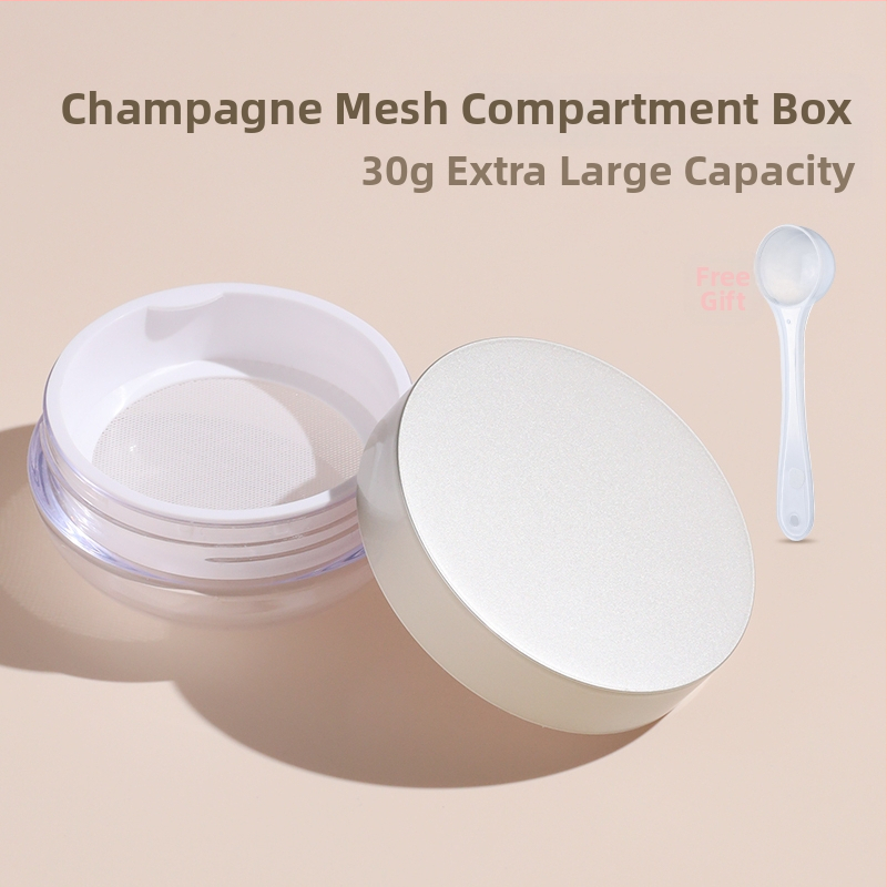 Kompakti dėžutė pipirų milteliams, nepralaidi, su elastine grotele, didelė talpa.