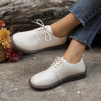 Γυναικείαι Οξφορντ παπούτσια, vintage έμπνευση, πάνω μέρος από ραφία, δέρμα με διορθωμένο κόκκο, μοτίβο ριγών, ύψος φτέρνας 0–1 cm