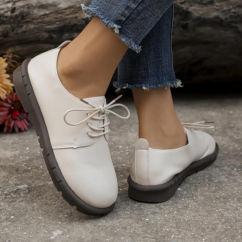 Γυναικείαι Οξφορντ παπούτσια, vintage έμπνευση, πάνω μέρος από ραφία, δέρμα με διορθωμένο κόκκο, μοτίβο ριγών, ύψος φτέρνας 0–1 cm