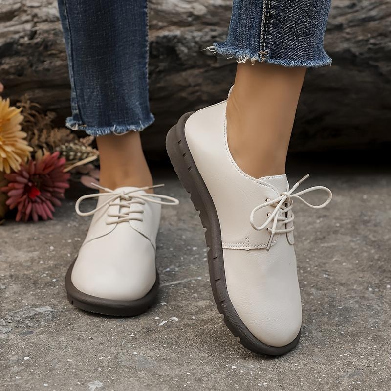 Γυναικείαι Οξφορντ παπούτσια, vintage έμπνευση, πάνω μέρος από ραφία, δέρμα με διορθωμένο κόκκο, μοτίβο ριγών, ύψος φτέρνας 0–1 cm