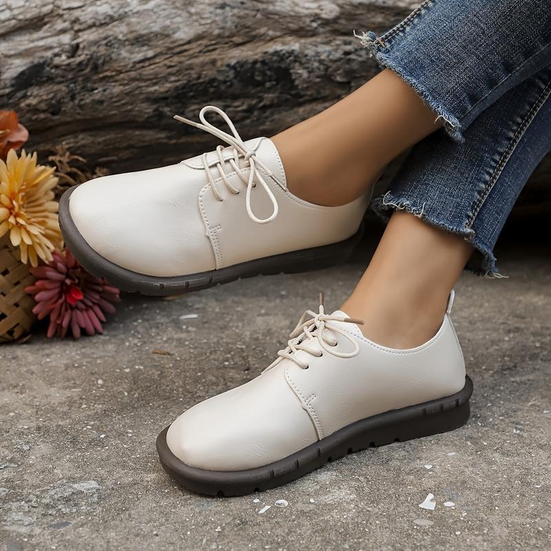 Γυναικείαι Οξφορντ παπούτσια, vintage έμπνευση, πάνω μέρος από ραφία, δέρμα με διορθωμένο κόκκο, μοτίβο ριγών, ύψος φτέρνας 0–1 cm