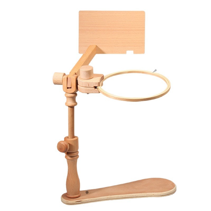 Állítható keresztszemes hímzőállvány – asztali/függőleges, forgó hímzőkeret, fa/bambusz, egyszerű modern stílus