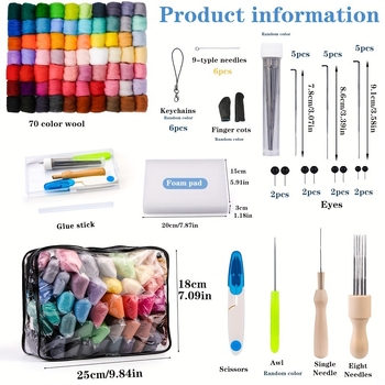 Σετ εργαλείων βελονίσματος φελτ από μαλλί, DIY, με αφρώδες υπόστρώμα, για αρχάριους