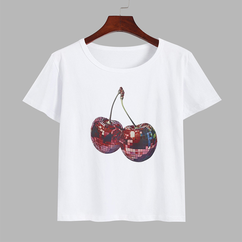 Medvilninis T marškinėliai su raidžių spauda, trumpomis rankovėmis, apvaliu kaklu, spaudos technologija