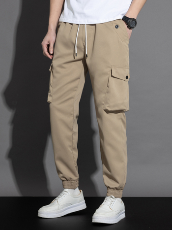 Vyriski darbo ilgos kelnės su raišteliu aplink čiurną, tiesus siluetas, aukštas juosmuo, bambuko pluošto ir šilko audinys