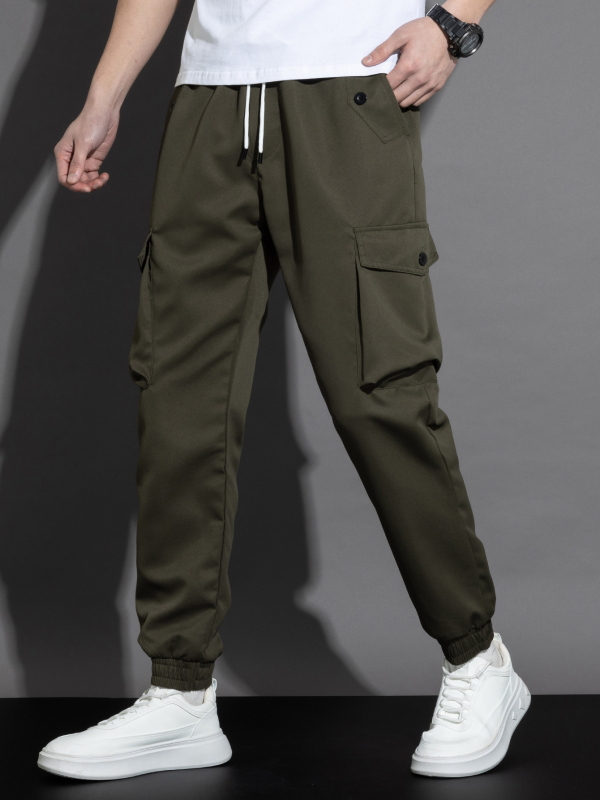 Vyriski darbo ilgos kelnės su raišteliu aplink čiurną, tiesus siluetas, aukštas juosmuo, bambuko pluošto ir šilko audinys