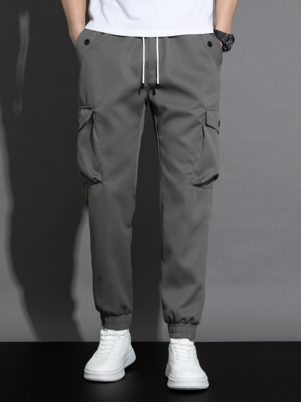 Vyriski darbo ilgos kelnės su raišteliu aplink čiurną, tiesus siluetas, aukštas juosmuo, bambuko pluošto ir šilko audinys