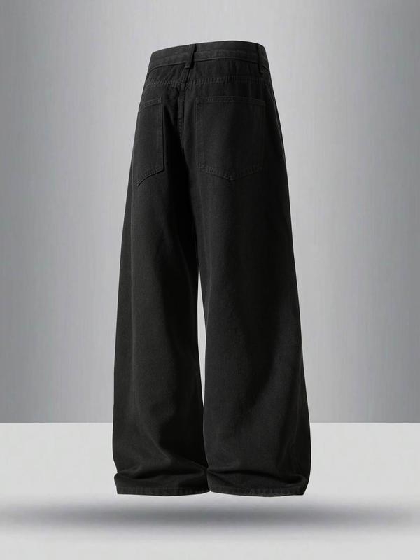 Ανδρικά τζιν με ίσια γραμμή, μινιμαλιστικό βασικό στυλ, χαλαρή άνεση για καθημερινή χρήση