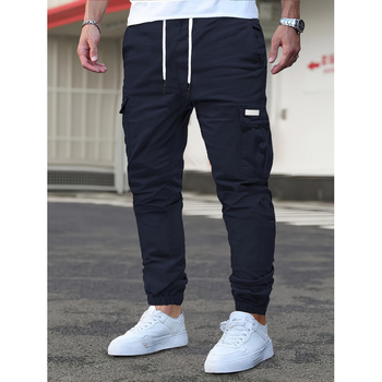 Ανδρικά χαλαρά παντελόνια με επένδυση φλίς, μη ελαστικό ύφασμα, ελαστική μέση, φαρδιά γραμμή, μακριά παντελόνια