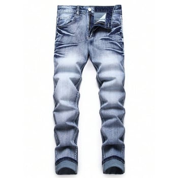 Ανδρικά τζιν ίσιο κόψιμο, διπλή ζώνη, κλείσιμο με κορδόνι, φλις επένδυση, κατάλληλα για όλες τις εποχές