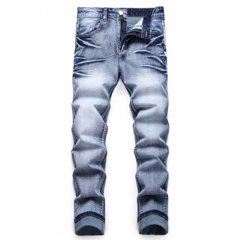 Ανδρικά τζιν ίσιο κόψιμο, διπλή ζώνη, κλείσιμο με κορδόνι, φλις επένδυση, κατάλληλα για όλες τις εποχές