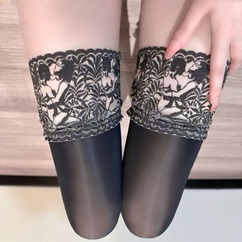 Dugačke čarape iznad koljena od Core-Spun vlakna, tanke 20D, cvjetni uzorak, upijaju znoj, protuklizne, za dobnu skupinu 18–40