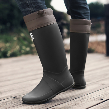 Μπότες βροχής ενηλίκων για πεζοπορία σε ποτάμι — επάνω PVC, σόλα από καουτσούκ, αντι‑ολισθητικές, απορρόφηση κραδασμών, unisex, άνοιξη 2025