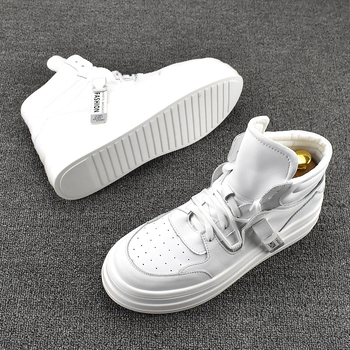 Vidēja augstuma elpojošas Korejas stila ikdienas kurpes, augšējā daļa no govja ādas, PU iekšējā zole