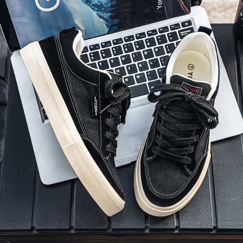 Vīriešu auduma kurpes ar elpojošu augšpusi, augstuma palielinājums, zems profils, šņorējamas