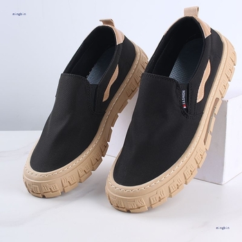 Vīriešu auduma kurpes – zems augšējais augšdaļa, smailā purngala, šņorēšana, PVC zole, augšējā materiāla: audums