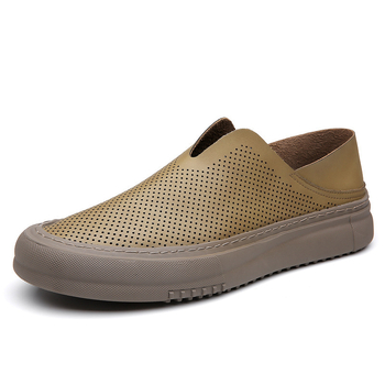 Ανδρικά slip-on σανδάλια, διαπνέον επάνω μέρος από Δέρμα Μικροϊνών, Σόλα από Καουτσούκ, Κλειστό Δάχτυλο, Επιχειρηματικό Στυλ