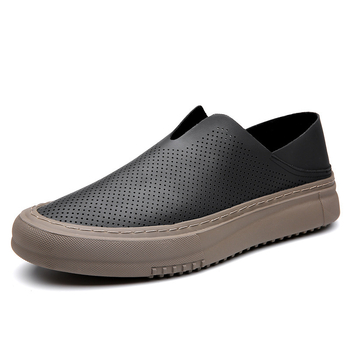 Ανδρικά slip-on σανδάλια, διαπνέον επάνω μέρος από Δέρμα Μικροϊνών, Σόλα από Καουτσούκ, Κλειστό Δάχτυλο, Επιχειρηματικό Στυλ